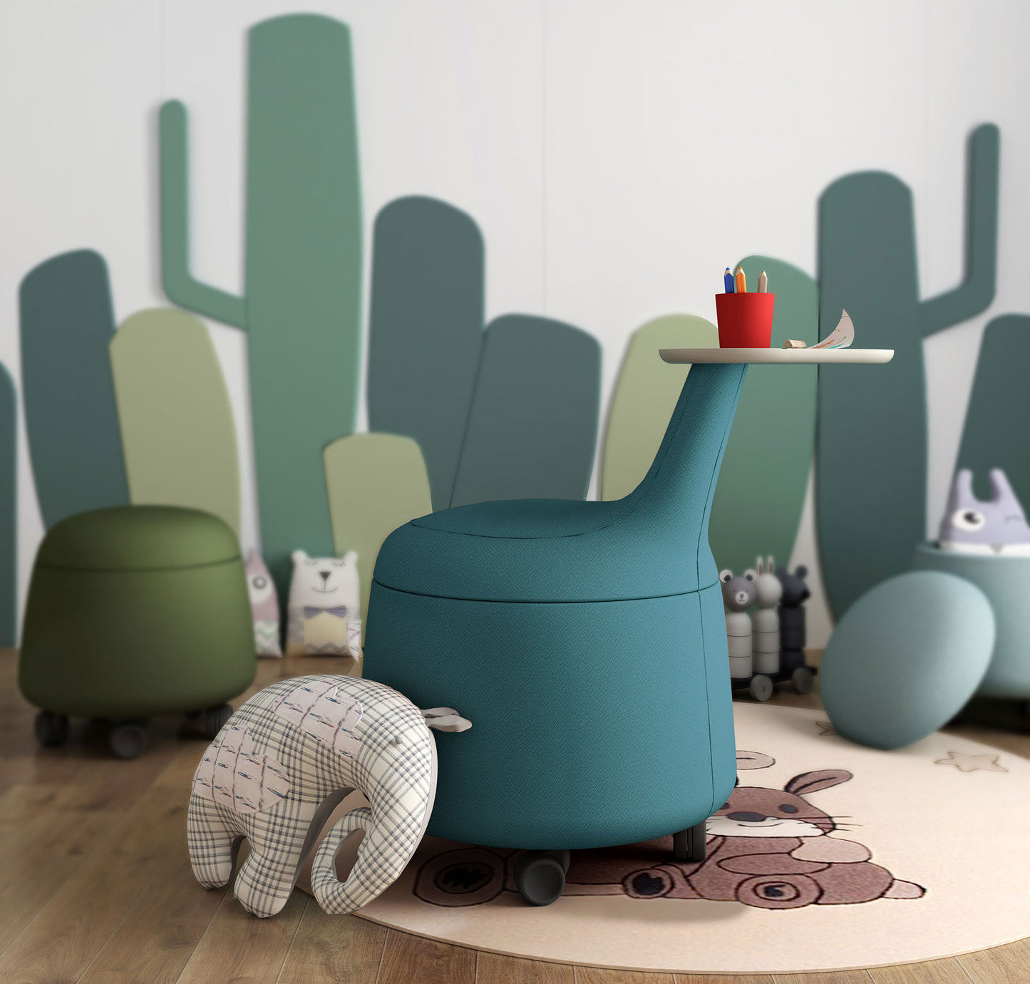 Pouf Yoco c/Ruedas, c/Mesa y Almacenamiento
