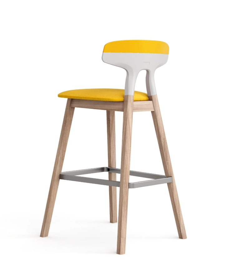 Taburete Sunshine Base Madera Tapizado Amarillo