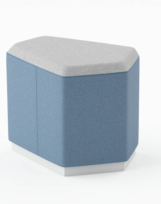 Pouf Linuo Tapizado Bicolor Azul y Gris Claro