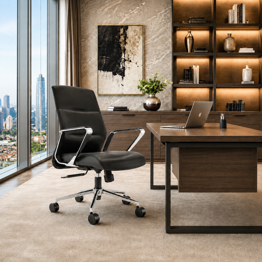 Silla ejecutiva Depa en eco cuero con respaldo bajo