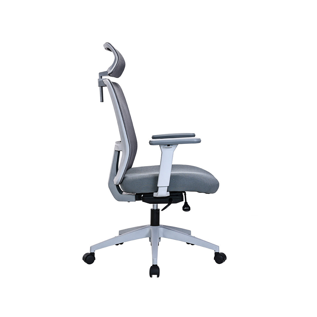 Silla de oficina ergonómica Apta gris con apoyacabeza